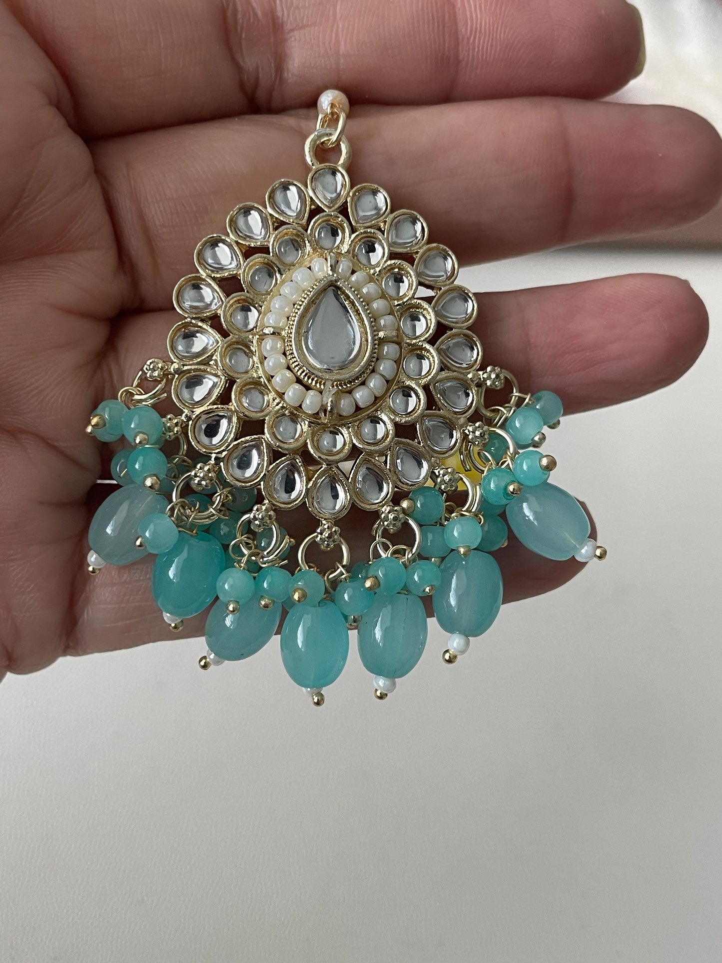 Gold Plated Kundan Maang Tika | Indian Head Jewelry