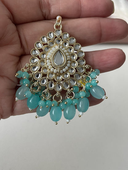 Gold Plated Kundan Maang Tika | Indian Head Jewelry