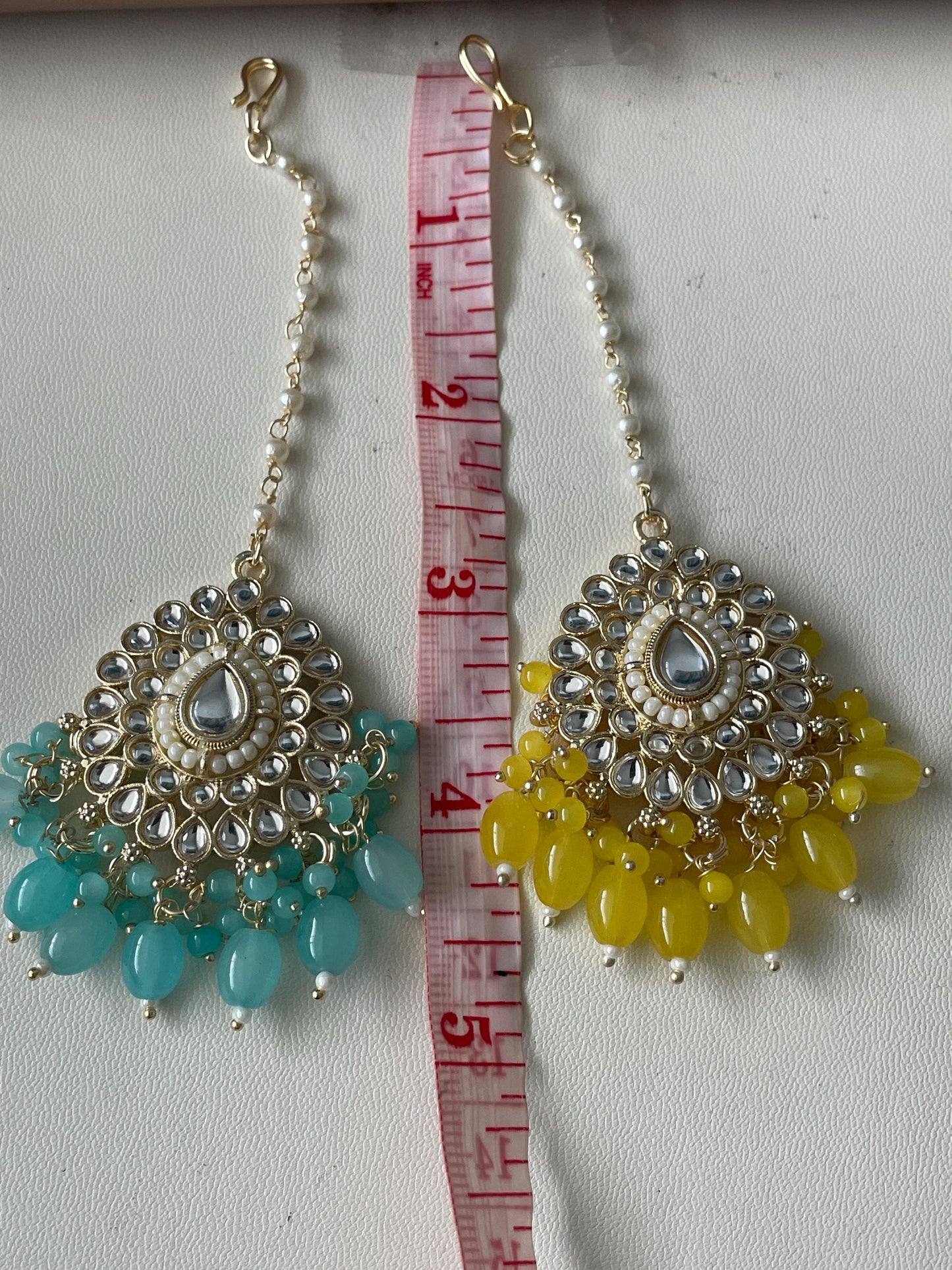 Gold Plated Kundan Maang Tika | Indian Head Jewelry