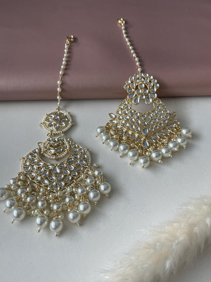 Gold Plated Kundan Maang Tika: Indian Bridal Head Jewelry