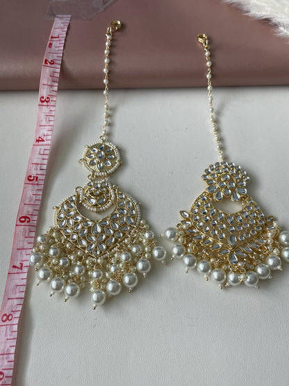 Gold Plated Kundan Maang Tika: Indian Bridal Head Jewelry