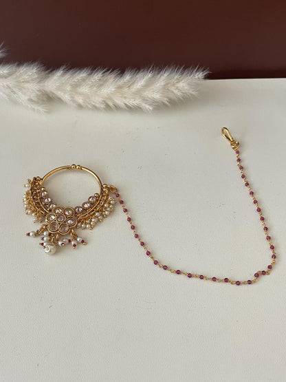 Kundan Bridal Nose Ring: Oversized Indian Clip-on Nath
