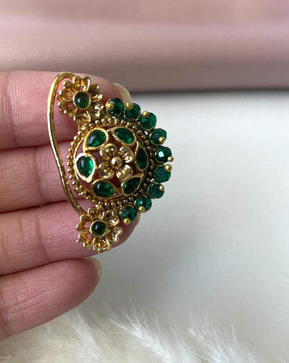 Maharashtrian Nath: Gold Plated Nose Clip-on - Indian Jewelry