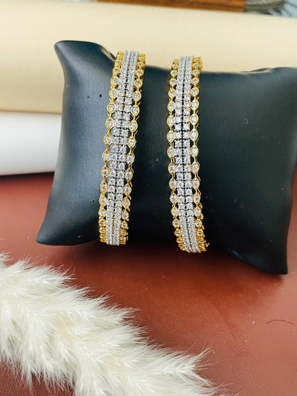 American Diamond CZ dual tone gold plated bangles