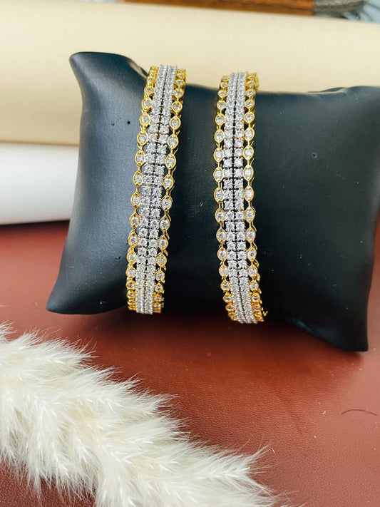 American Diamond CZ dual tone gold plated bangles