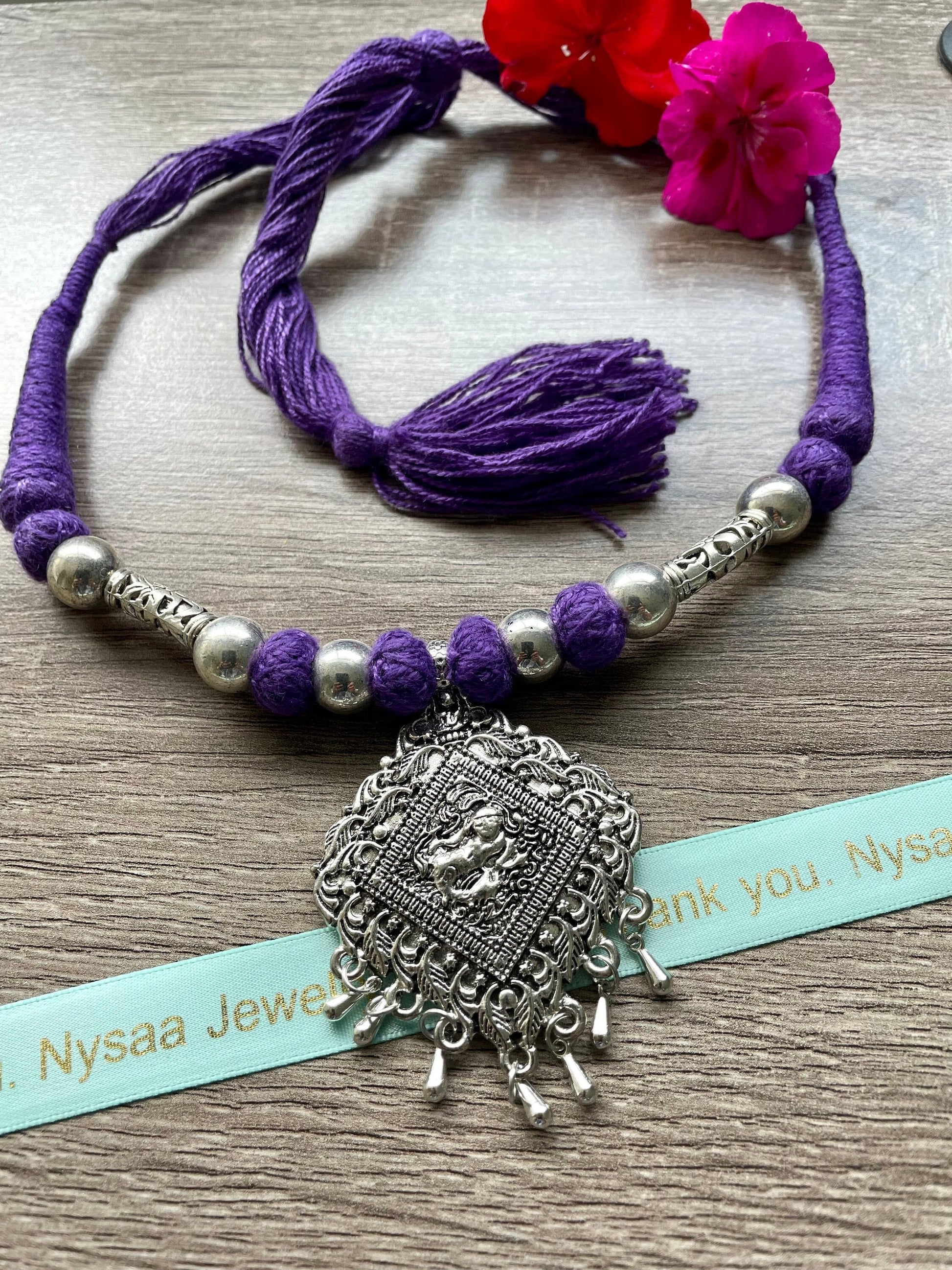 Oxidised thread necklace