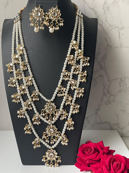 Faux Pearl Kundan Raanihaar: 3-Layer Necklace