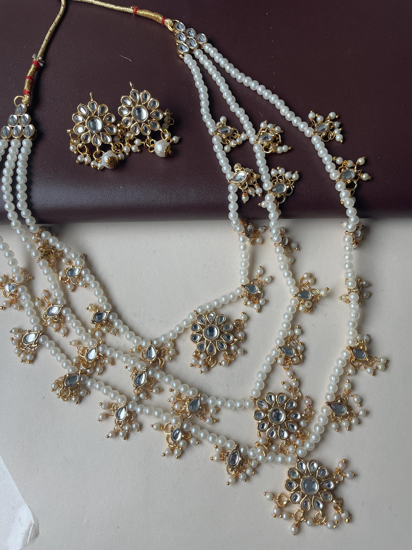 Faux Pearl Kundan Raanihaar: 3-Layer Necklace