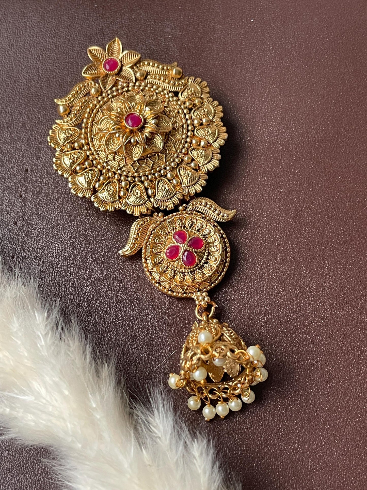 Gold Plated Kundan Hair Pin: Indian Bridal Bun Jewelry