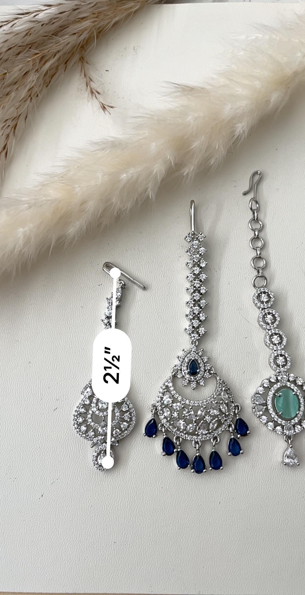 CZ Maang Tikka: Rhodium Plated Indian Wedding Headpiece