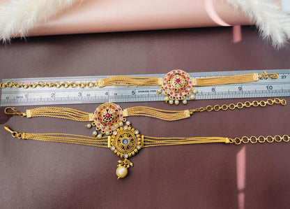 Baju band Armlet Arm band Indian jewlery Adjustable Vamki Gold plated