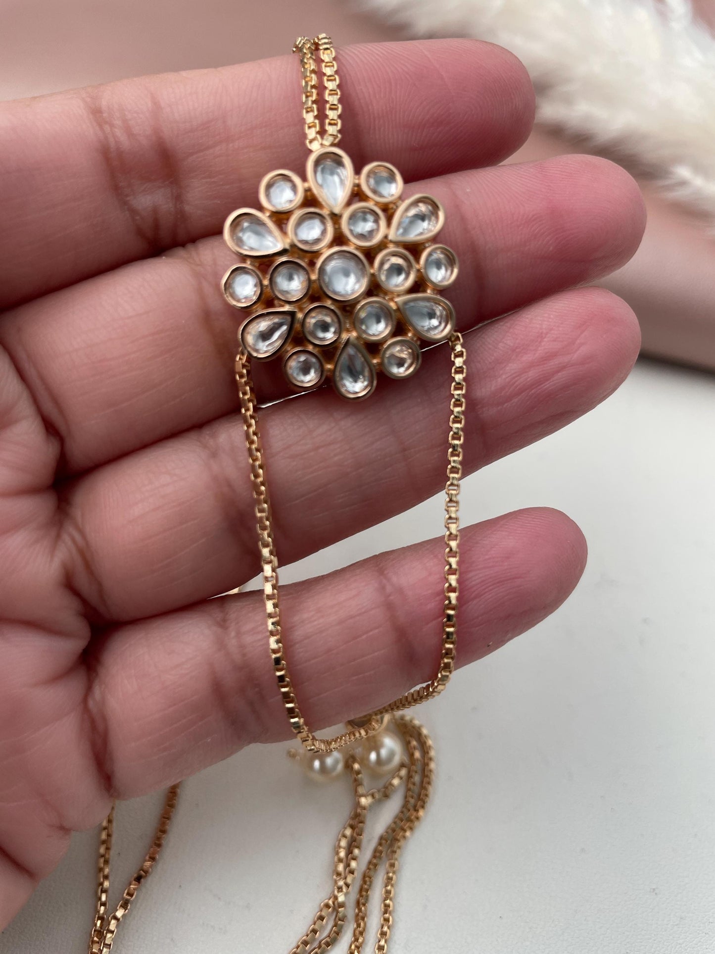 Kundan Haath Panja -Ring Bracelet Indian styled haat pool