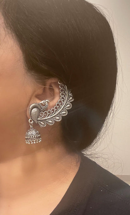 Oxidized Jhumka Ear Cuffs: Statement Party Earrings