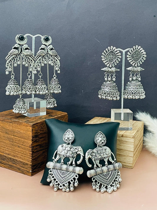 Oxidized Jhumki Earrings: Lightweight Trendy Navratri Jewelry