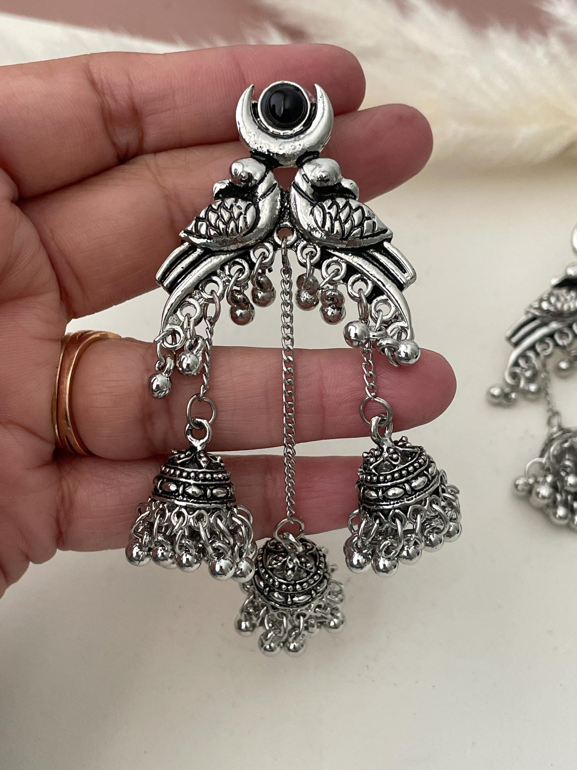 Oxidized Jhumki Earrings: Lightweight Trendy Navratri Jewelry