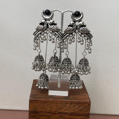 Big trendy Oxidised earrings orJhumkis . 5 paisa , elephant or birdi themed lightweight earrings