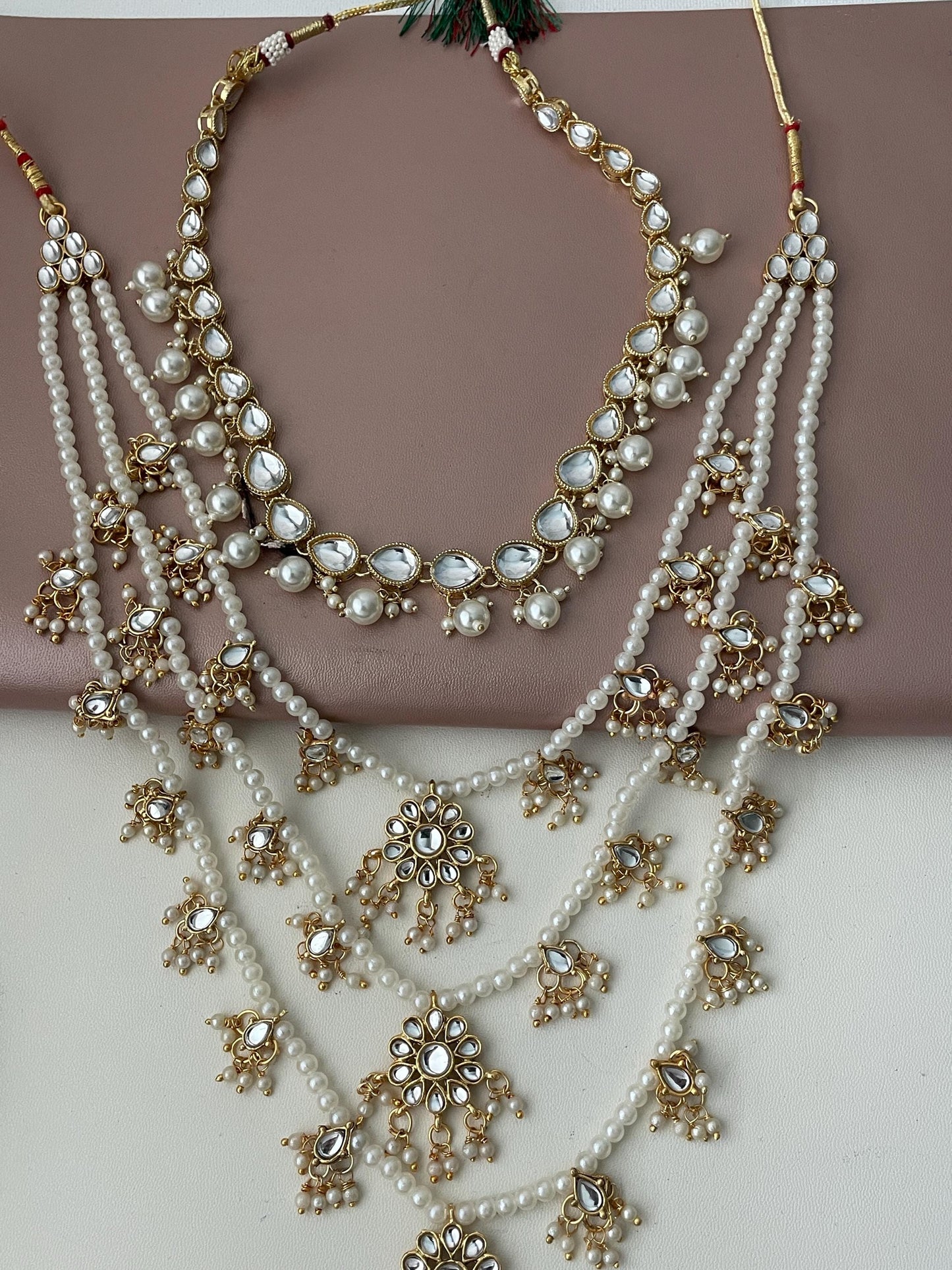 Faux Pearl Kundan Raanihaar: 3-Layer Necklace
