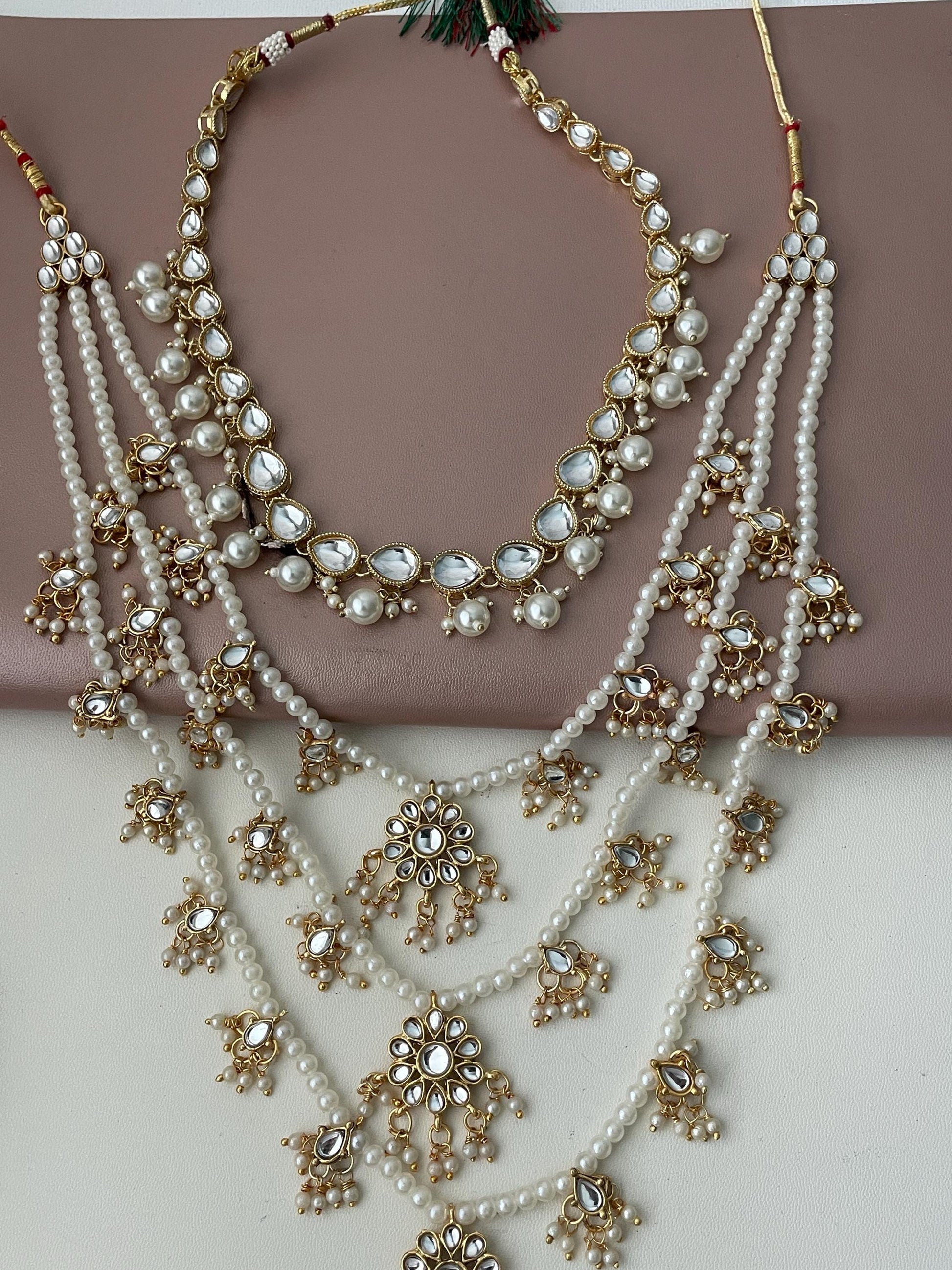 Faux Pearl Kundan Raanihaar: 3-Layer Necklace