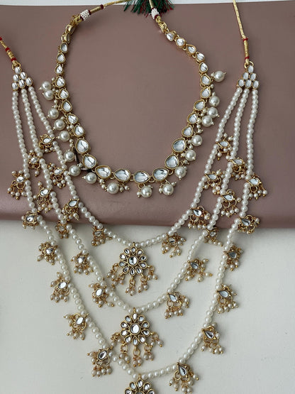 Faux Pearl Kundan Raanihaar: 3-Layer Necklace
