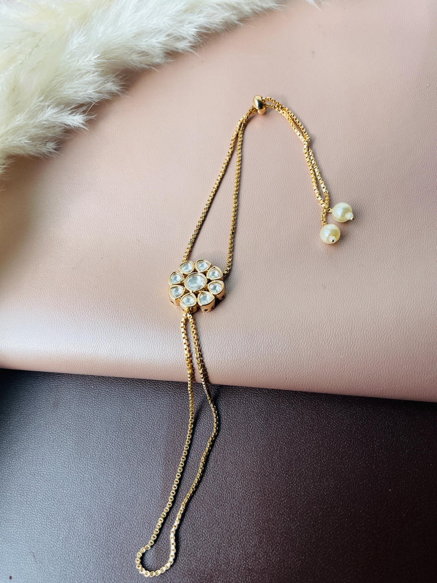 Kundan Haath Panja -Ring Bracelet Indian styled haat pool