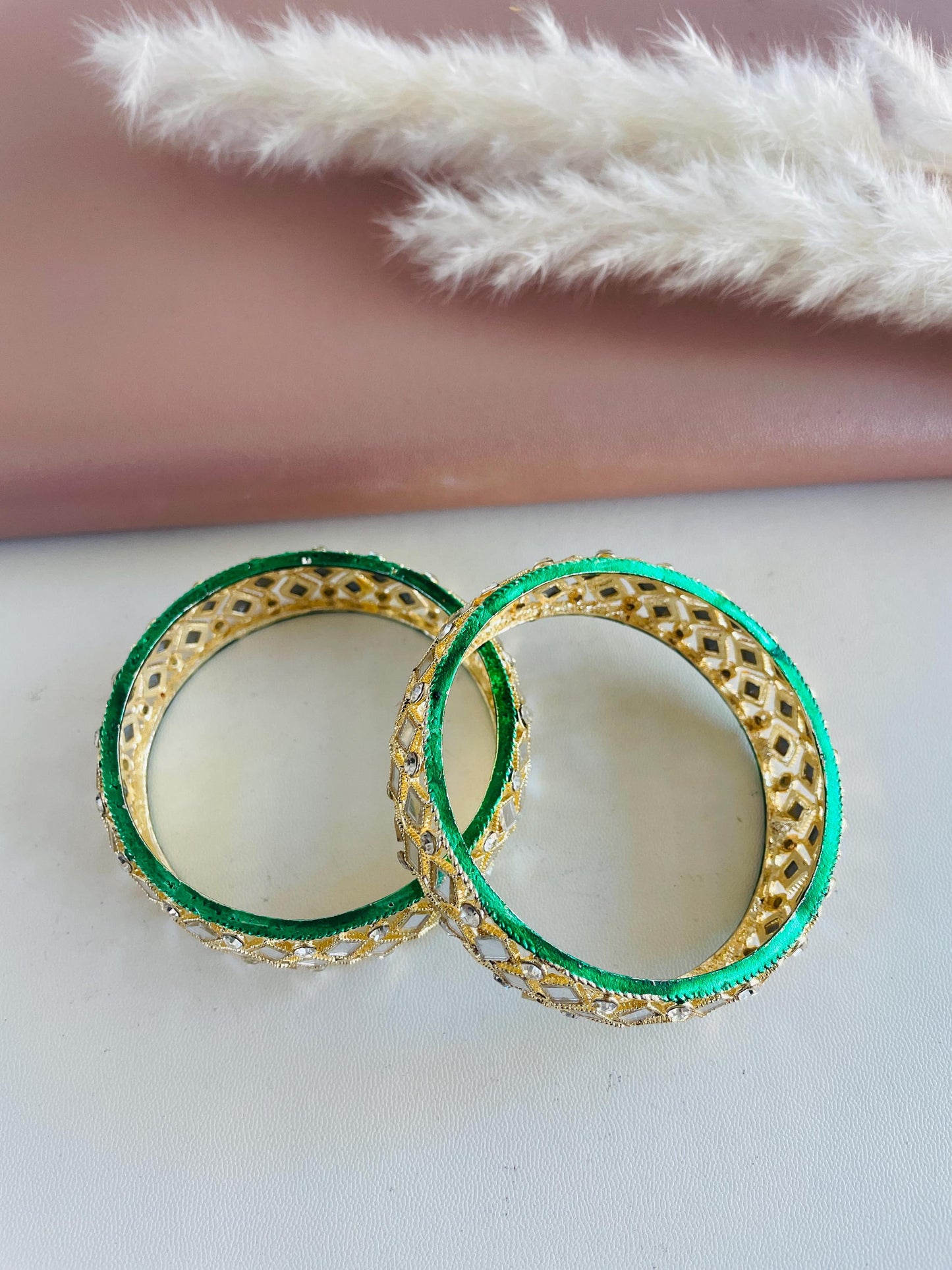 Indian bangles | Lightweight gold plated mirror bangles