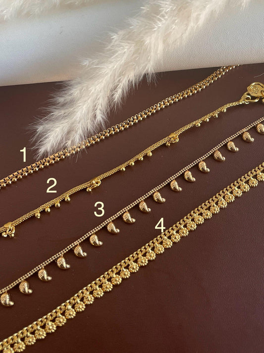 Gold plated Indian anklets painjan payal