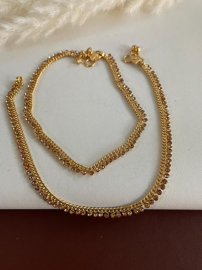 Gold plated rhinestones Indian Anklets Payal Painjaniya