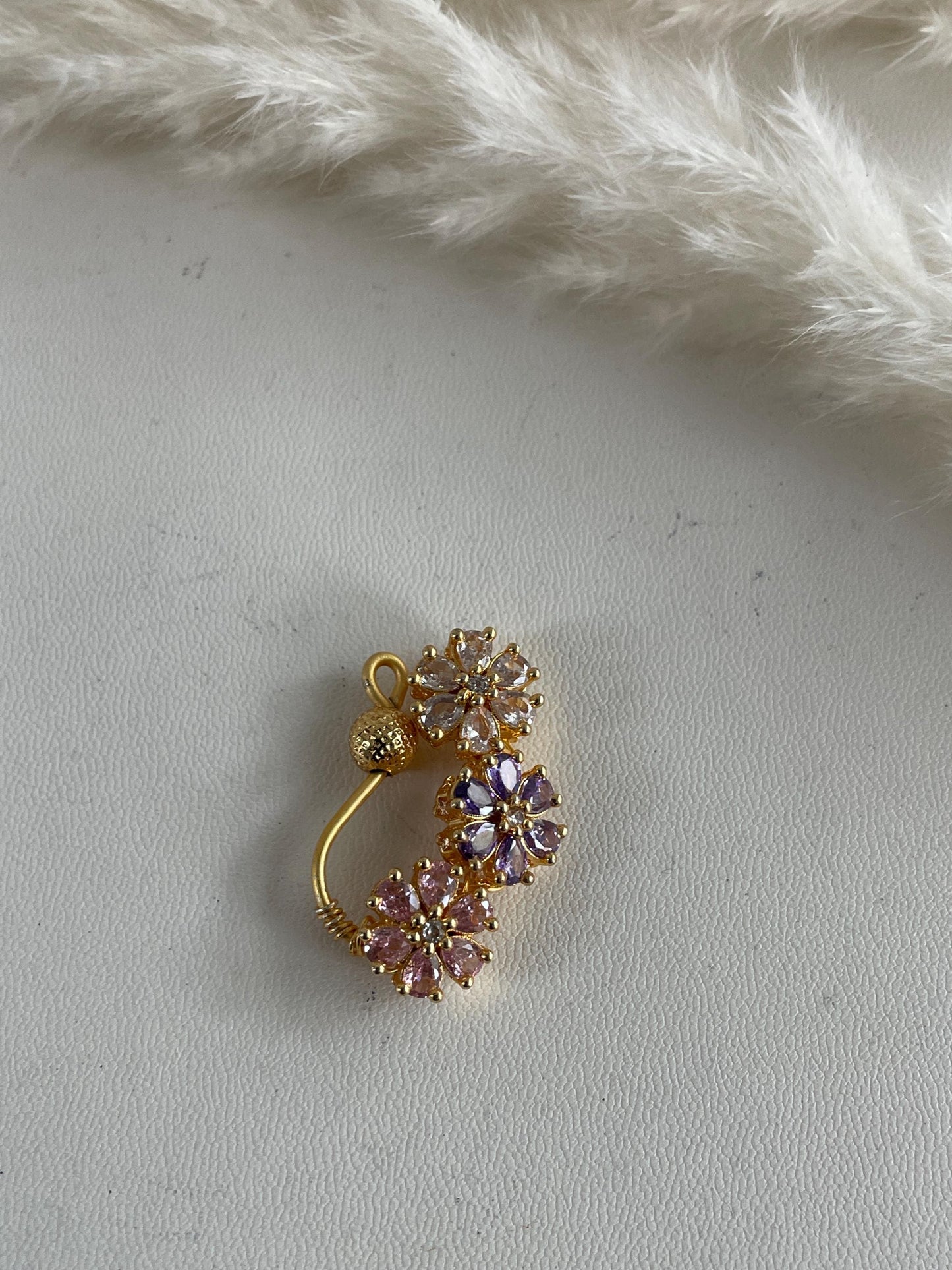Maharashtrian Nath: Gold Plated Nose Pin, Traditional Indian Jewelry