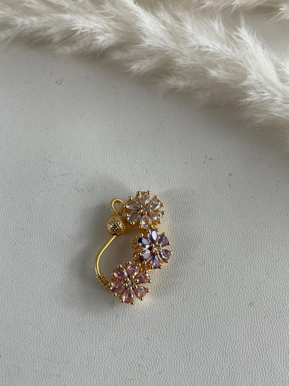 Maharashtrian Nath: Gold Plated Nose Pin, Traditional Indian Jewelry
