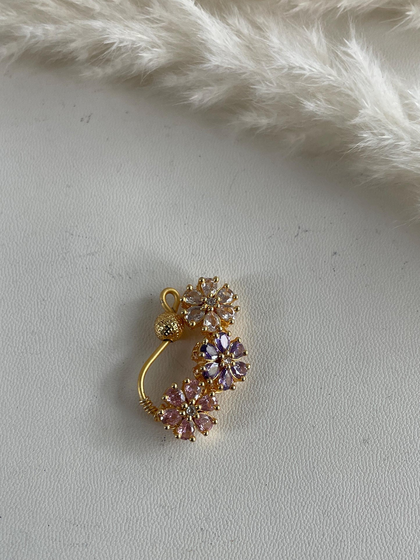 Maharashtrian Nath: Gold Plated Nose Pin, Traditional Indian Jewelry