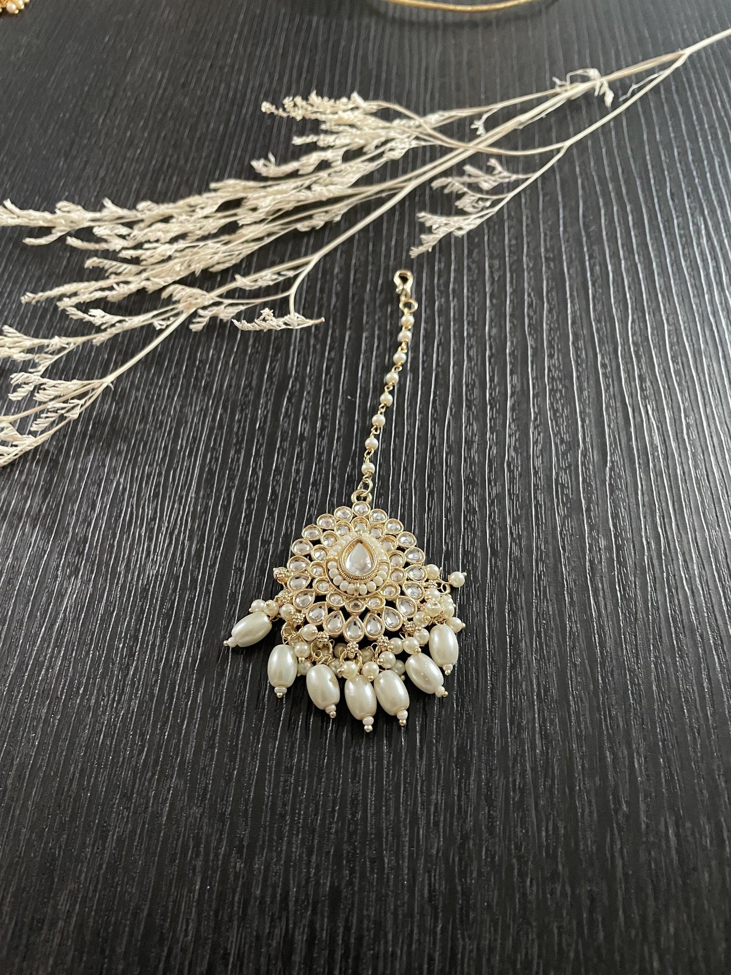 Gold Plated Kundan Maang Tika | Indian Head Jewelry