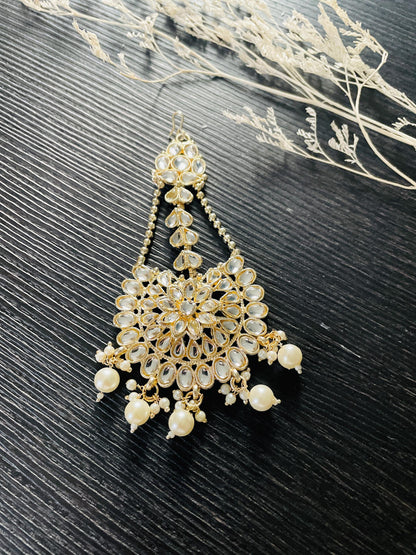 Nysaa big Gold plated Kundan Jhoomar | Gold plated bindi | pearl jhumar | maang tikka | Indian head jewelry | kundan maang tika