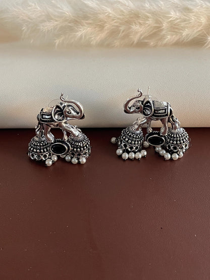 Oxidized Silver Lookalike Jhumki Earrings: Lightweight Navratri Jewelry