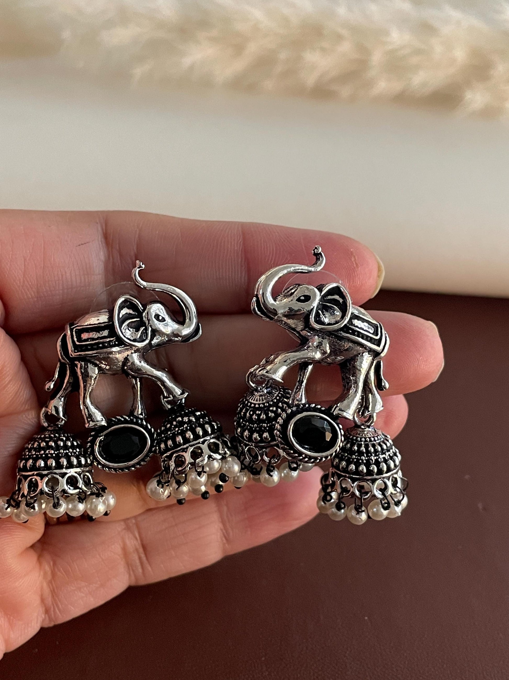 Oxidized Silver Lookalike Jhumki Earrings: Lightweight Navratri Jewelry