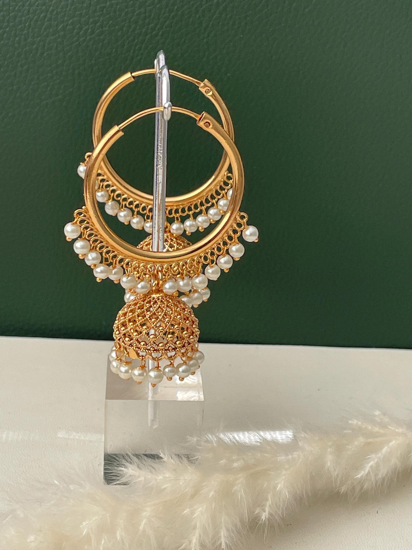 Gold Plated Hoop Jhumka Earrings: Doli Style