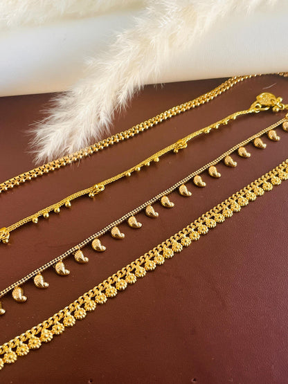 Gold Plated Anklets: Delicate Bridal Foot Jewelry