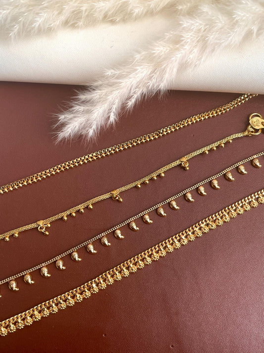 Gold Plated Anklets: Delicate Bridal Foot Jewelry