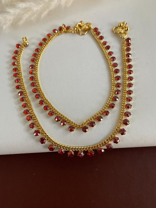 Gold plated rhinestones Indian Anklets Payal Painjaniya