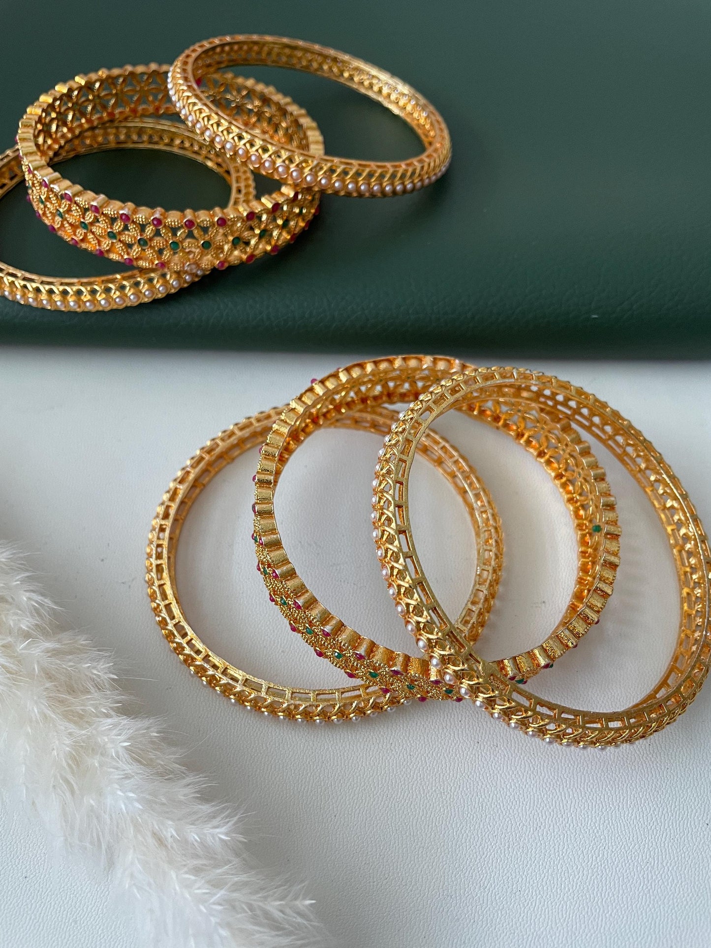 Nysaa Indian bangles, Gold plated bangles, faux pearl gold plated , lightweight bangles, yellow bangles, trendy bangles, set of 6 bangles