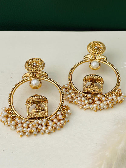 Gold plated high quality pearl jhumka hoop