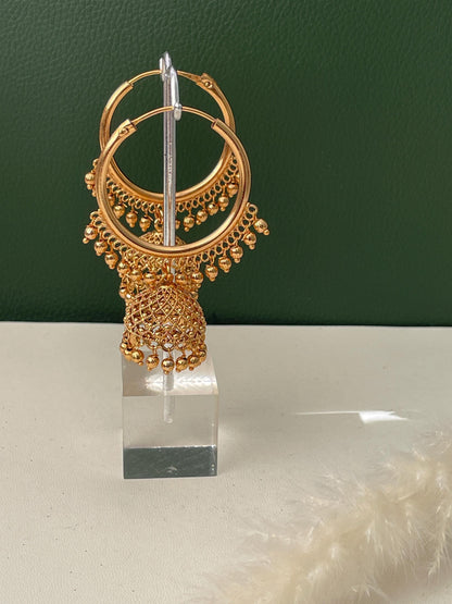 Gold Plated Hoop Jhumka Earrings: Doli Style