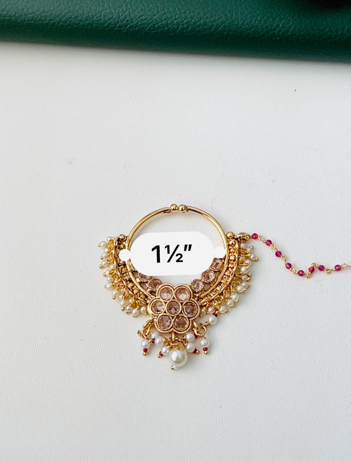 Kundan Bridal Nose Ring: Oversized Indian Clip-on Nath