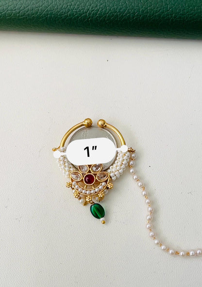 Kundan Bridal Nose Ring: Oversized Indian Clip-on Nath