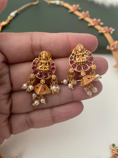 Kemp stone gold plated short necklace with matching earrings