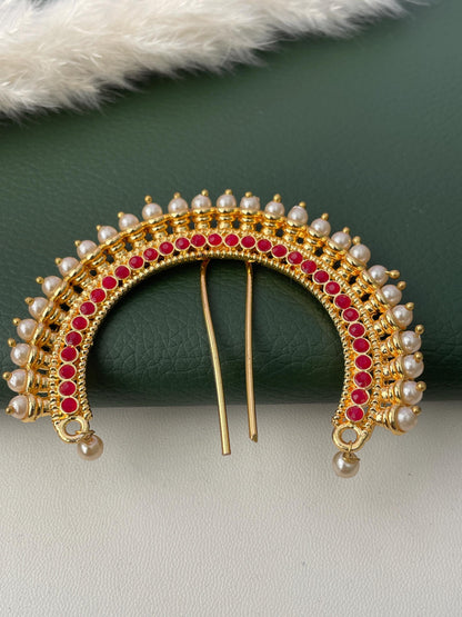Antique Gold Plated Khopa: Maharashtrian Hair Bun Accessory