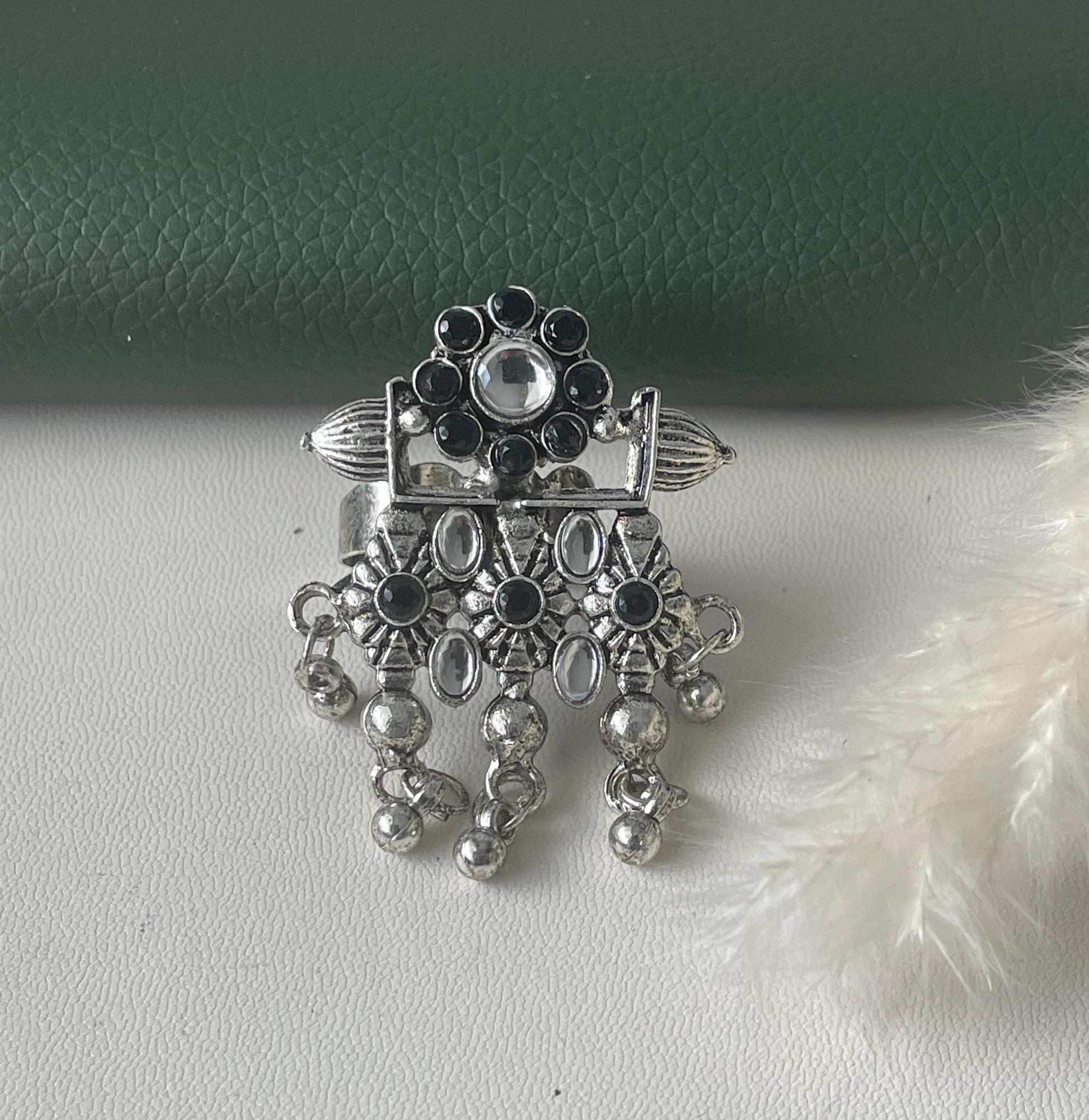 Oxidized Oversized Ring: Adjustable Lightweight Statement Jewelry