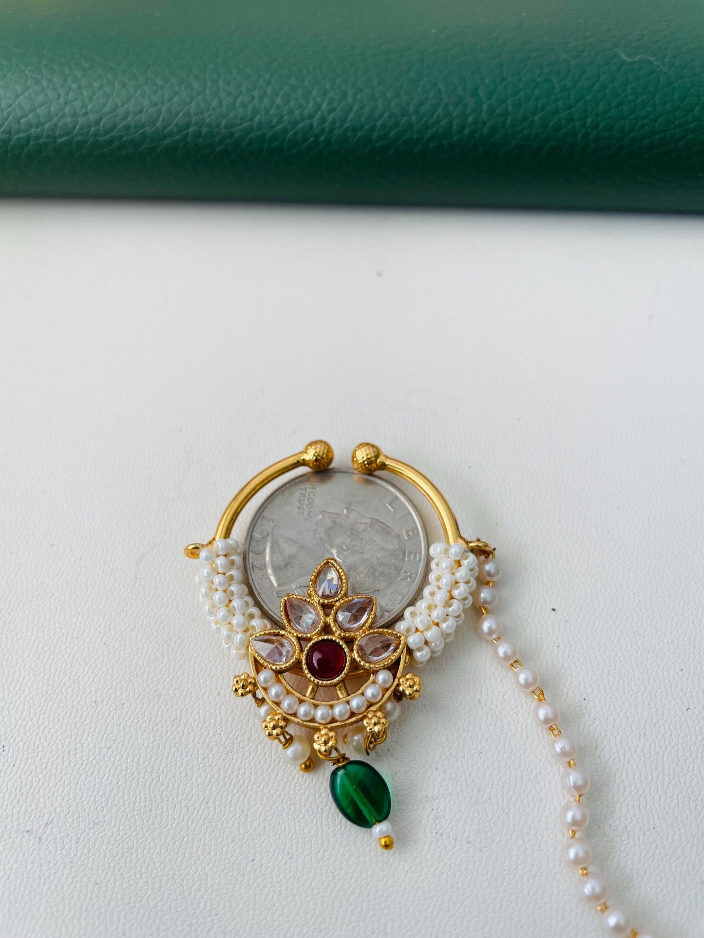 Kundan Bridal Nose Ring: Oversized Indian Clip-on Nath