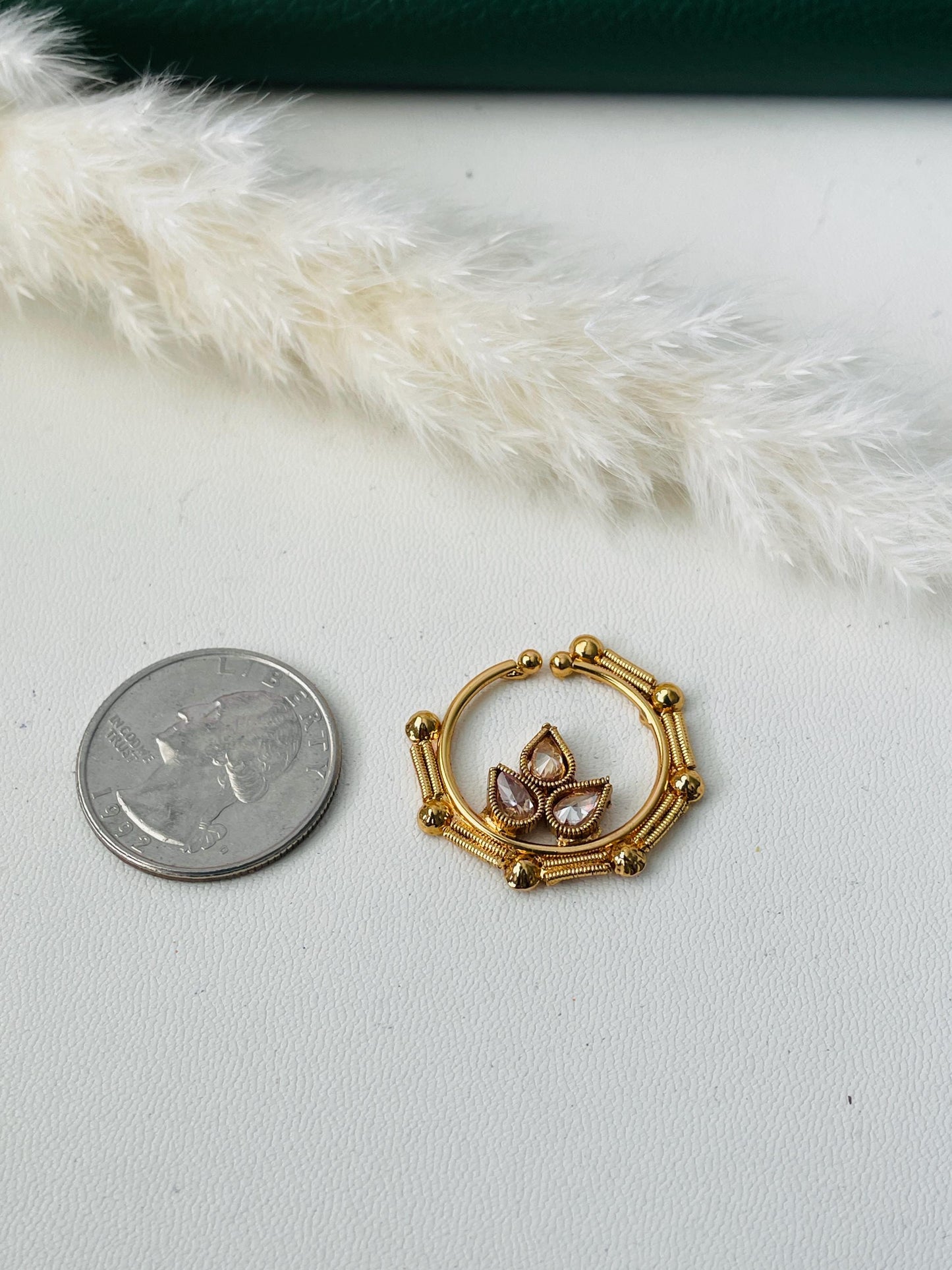 Kundan Bridal Nose Ring: Oversized Indian Clip-on Nath