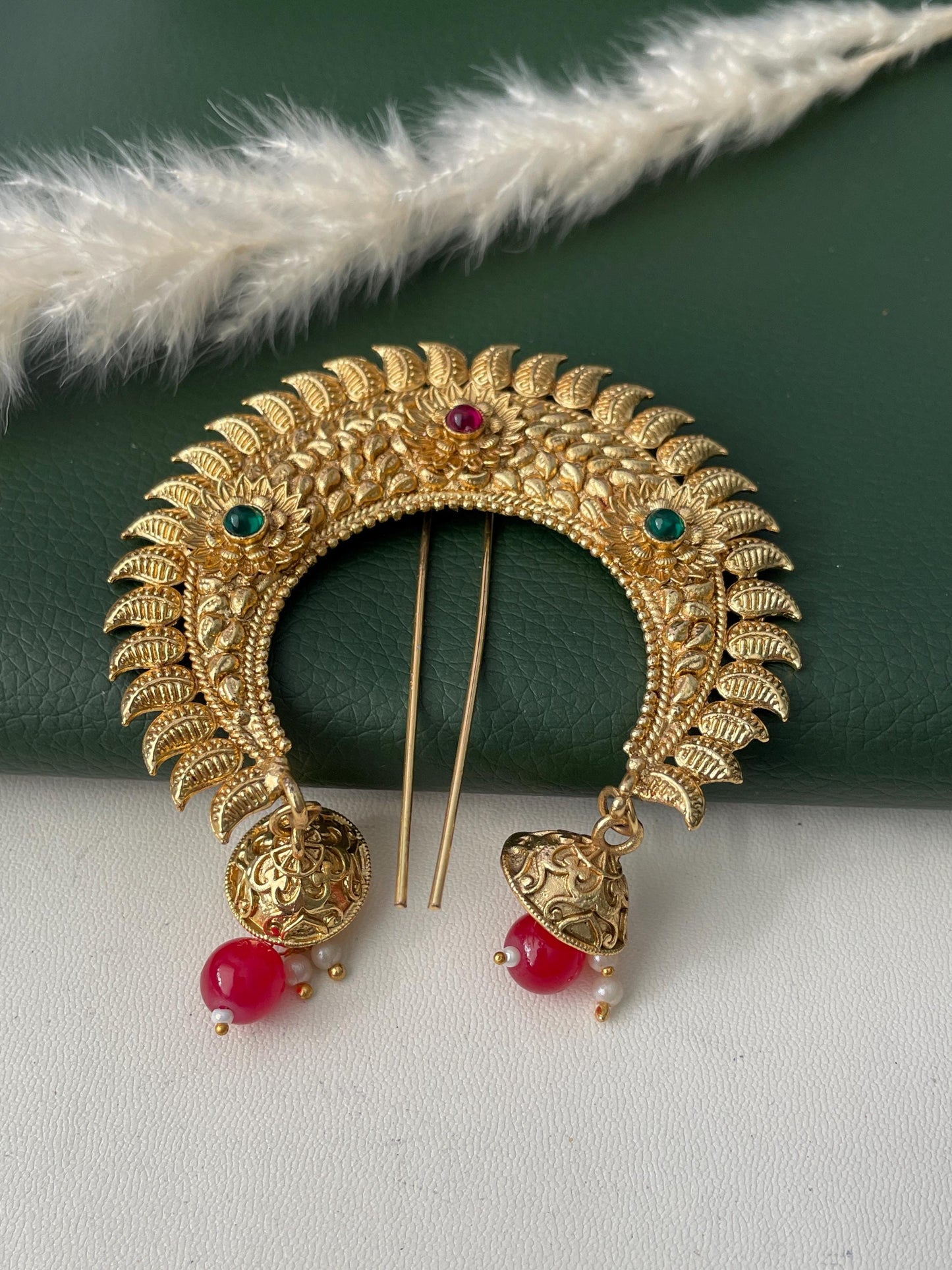 Antique gold plated khopa juda hair accessory