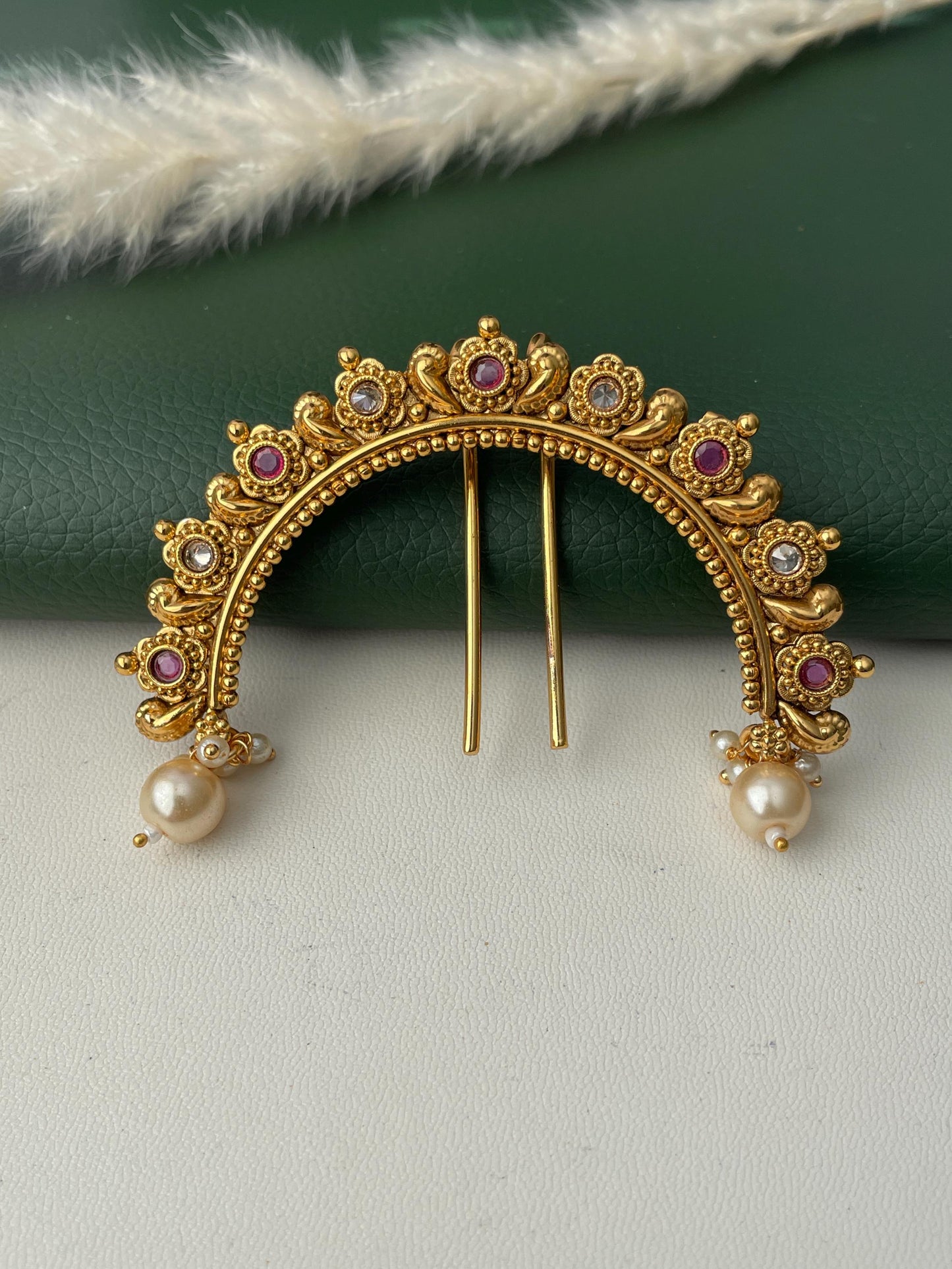 Antique gold plated khopa juda hair accessory